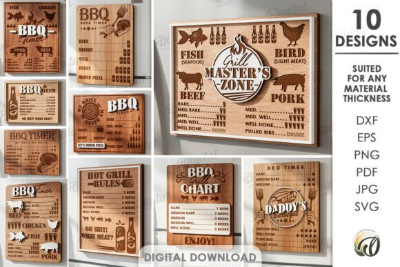 3D BBQ Timer Magnets Bundle Laser Cut: A Digital Blueprint for Creative Kitchens