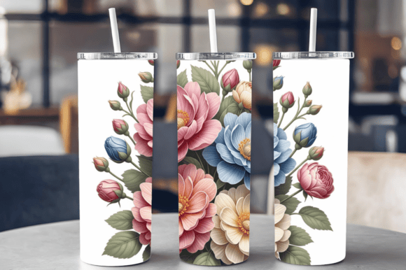 3D Flowers Bouquets Tumbler Wraps 20 Oz