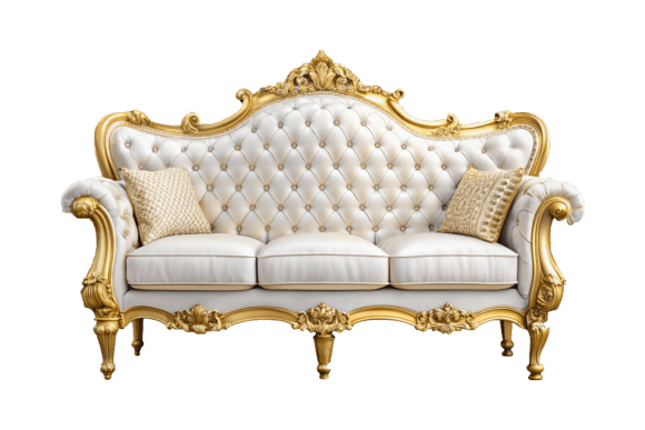 3D Golden Luxurious Red Velvet Sofa PNG: Elevating Your Design Projects
