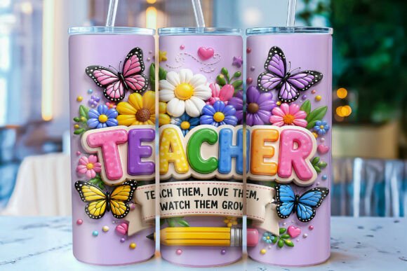 3D Inflated Teacher 20oz Tumbler Wrap