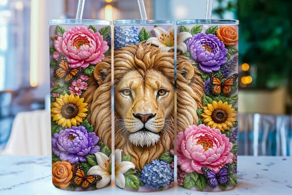 3D Lion Floral 20oz Tumbler Wrap PNG: A Strategic Asset for Branding and Design