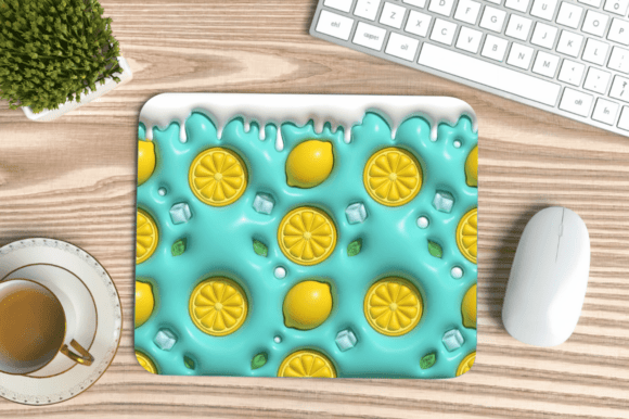 3D Puff Lemons Summer Mouse Pad PNG