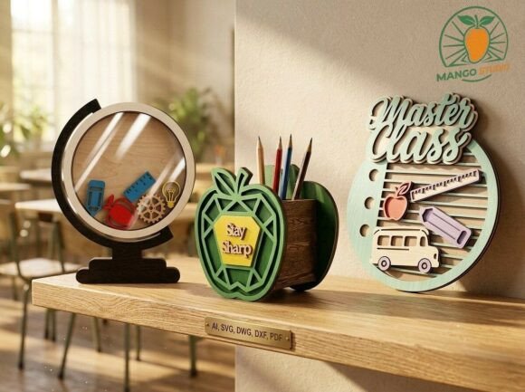 3D School Desk Decor Bundle 3 Designs