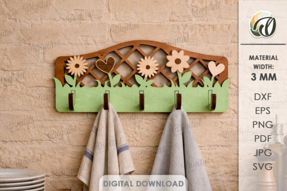 3D Summer Towel Rack Laser Cut: Floral Design Evaluation