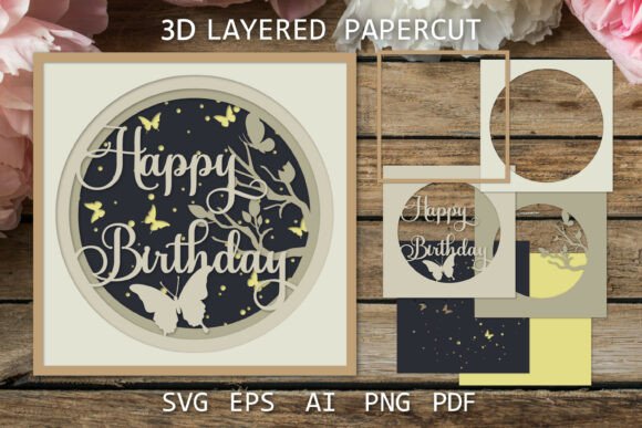 Birthday Layered Papercut 3D Butterfly