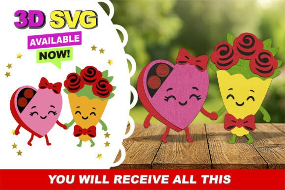 Bring Your Valentine's Creations to Life with Cute Perfect Match Valentines 3D SVG
