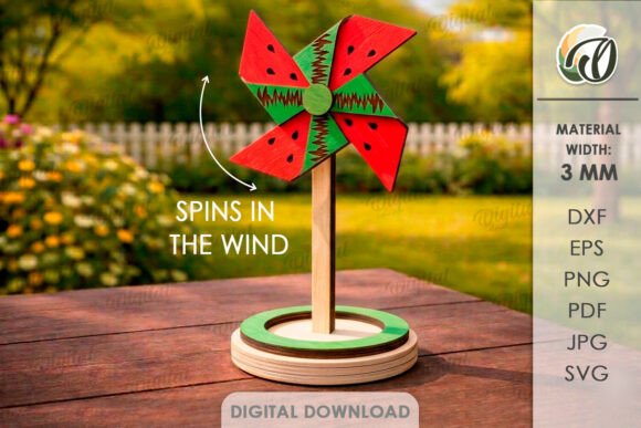 Bringing Summer to Life: The Art of the 3D Pinwheel Stand Laser Cut Watermelon
