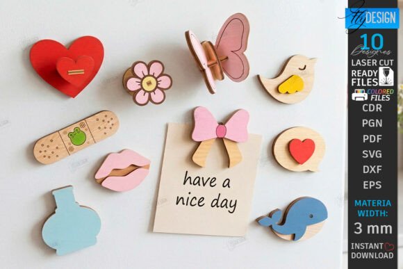 Cute 3D Fridge Magnet Laser Cut Bundle: A Versatile Digital Resource for Creators