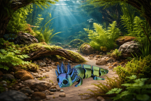 Cute Flexi Axolotl STL Articulated 3D Print Model: A Modern Desktop Companion