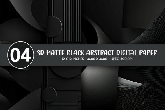 Elevating Creative Projects with 3D Matte Black Abstract Digital Paper