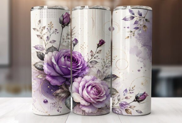 Elevating Custom Drinkware: The Rise of the 3D Purple Roses 20oz Tumbler Wrap PNG