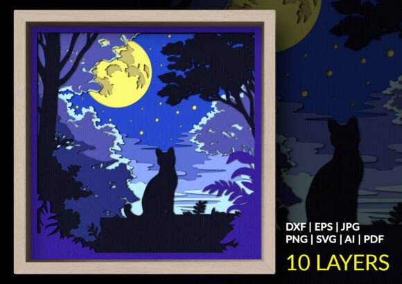 Moonlight Cat 3d Shadow Box, Cat SVG: A Guide to Creating Magical Nightscapes