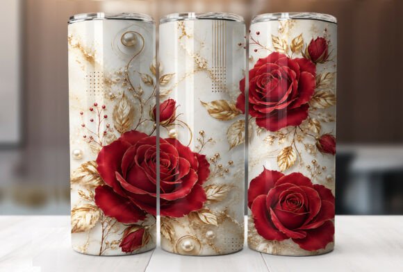 Transforming Drinkware with the 3D Red Roses Floral Skinny Tumbler Wrap