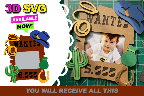 Wanted Frame Western Rodeo Topper 3D SVG: Elevating Event Design with Dimensional Depth